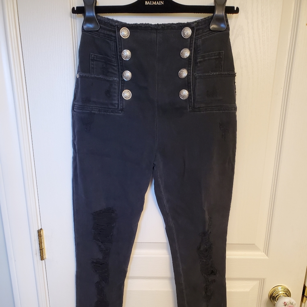 Balmain Destroyed Skinny Jeans